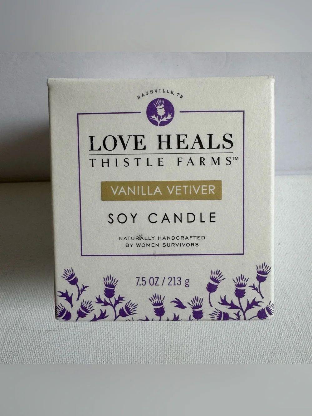 Thistle Farms Love Heals Vanilla Vetiver Soy Candle 7.5 oz New Unburned